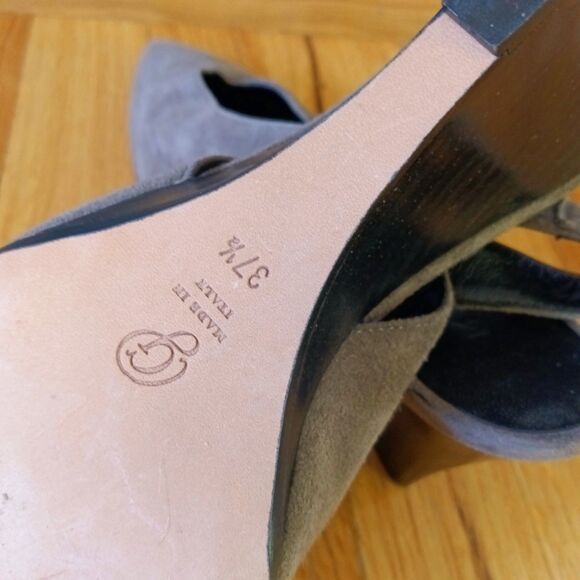 M. Gemi Celeste  Suede Pointed Toe Slingback Wedge Black sz 37.5 Made in Italy - Picture 6 of 8